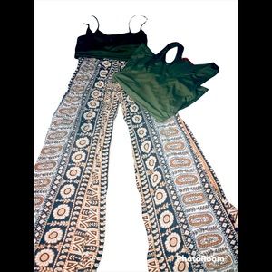 Billabong bell bottom pants is camo buckle soft tank and bra all size small